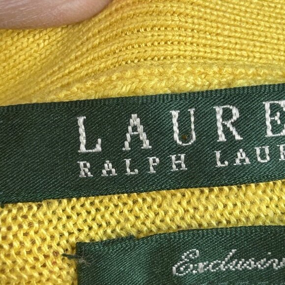 Lauren Ralph Lauren Exclusive Yellow Silk Cashmere Boat Neck Sweater Size Medium - Picture 4 of 10